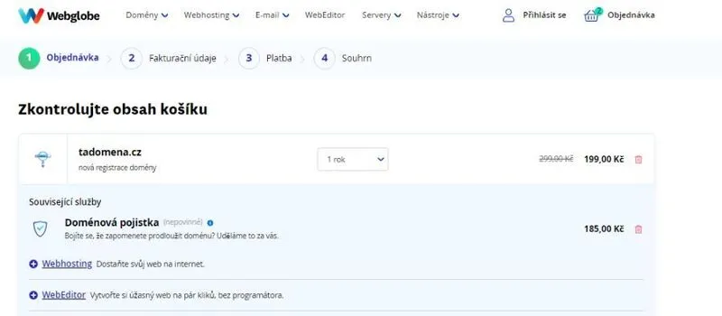 REGISTRACE DOMÉNY Objednávka