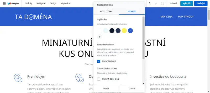 editace webu, tvorba webu s editorem
